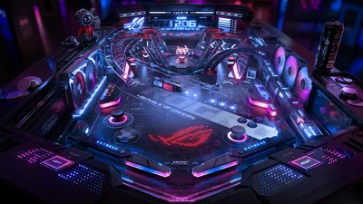 ASUS ROG Neon Pinball Cyberpunk Arena - free technology wallpaper 4096×2304