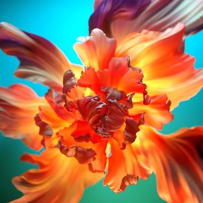 Vibrant Orange Bloom in Digital Motion - free nature wallpaper 3840×3840