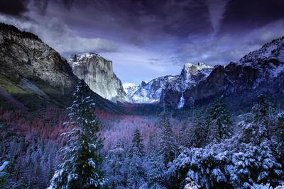 Snowy Yosemite Valley: El Capitan's Winter Majesty - free nature wallpaper 5580×3720