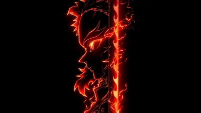 Rengoku's Infernal Flame - 5K AMOLED - free dark wallpaper 5120×2880