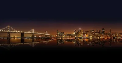 San Francisco Nights: Golden Skyline Reflected - free city & urban wallpaper 7536×3900