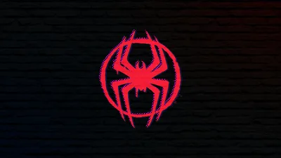 Miles Morales Neon Spider Logo - free dark wallpaper 5120×2880