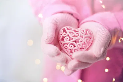 Pink Heart in Gentle Hands: Valentine's Day Love - free kids & cute wallpaper 5760×3840