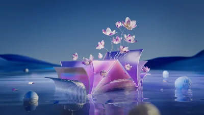 Surreal Lotus Dreams in Azure - free abstract wallpaper 3840×2160