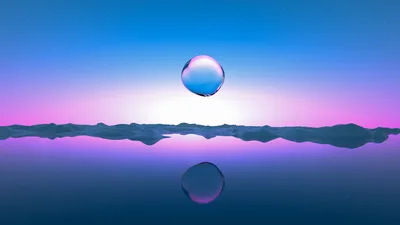 Crystal Droplets Over Dawn's Reflection - free abstract wallpaper 6000×3375