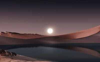 Desert Moon Over Still Waters - free nature wallpaper 3840×2400