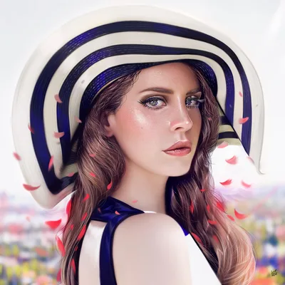 Ethereal Portrait of Lana Del Rey in Blue and White - free music wallpaper 3840×3840