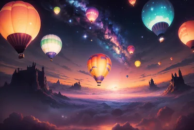 Celestial Balloons: A Surreal Festival Among the Stars - free nature wallpaper 6144×4096