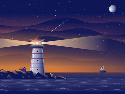 Lighthouse Beacon Under Starry Skies - free fantasy wallpaper 8000×6000