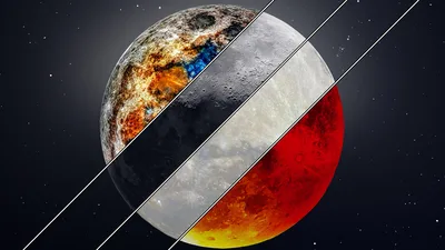 Celestial Layers: Mineral Moon Eclipse - free space wallpaper 7680×4320