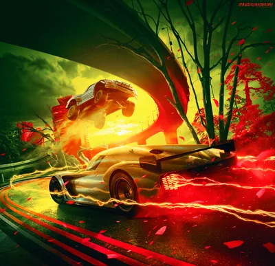 Electric Chaos Racing Through Neon Dreams - free gaming wallpaper 5896×5704
