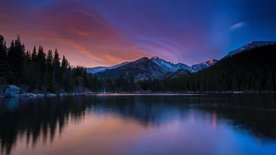 Alpine Twilight: Bear Lake Reflection at Sunset - free nature wallpaper 5739×3228