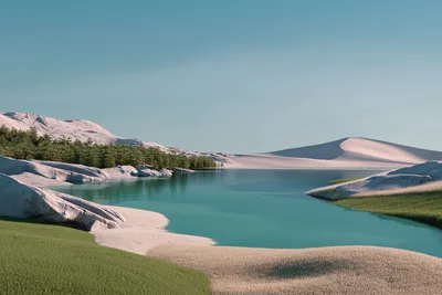 Turquoise Lake Summer Desert Oasis - free nature wallpaper 3600×2400