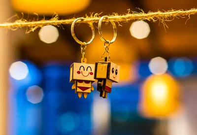 Cute Box Man Couple Hanging in Golden Bokeh - free kids & cute wallpaper 4476×3066