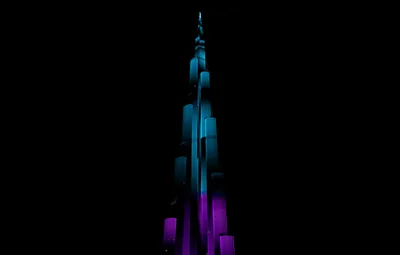 Burj Khalifa Neon Dreams Night Illumination - free dark wallpaper 9000×5738