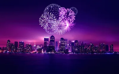 Purple Midnight Celebration Over Chicago - free city & urban wallpaper 3840×2400
