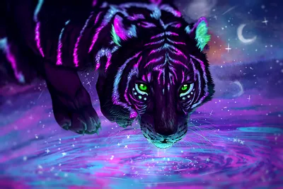 Neon Tiger's Luminous Gaze - free cyberpunk wallpaper 3840×2560