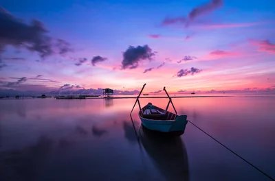 Purple Dawn Reflection Over Tranquil Waters - free nature wallpaper 5938×3919