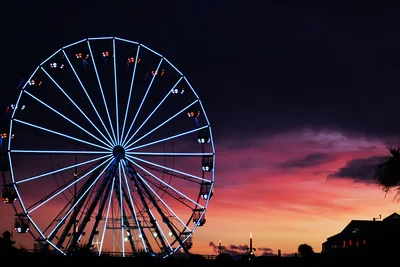 Neon Ferris Wheel at Twilight - free photography wallpaper 6000×4000