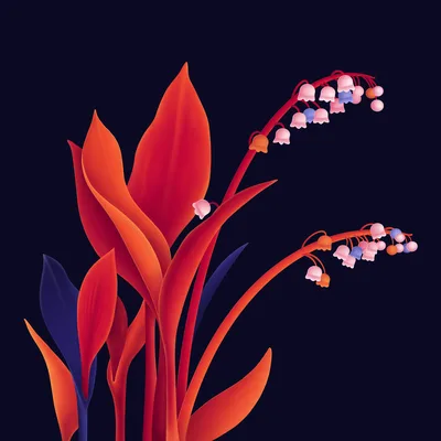 Vivid Lily Garden in the Dark - free abstract wallpaper 3840×3840