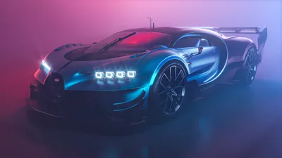Neon Bugatti Vision GT Hypercar Concept - free cars & vehicles wallpaper 3840×2160
