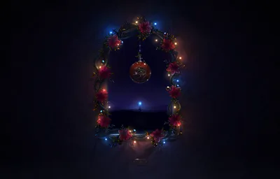 Festive Night Garland with Twinkling Lights - free dark wallpaper 3333×2133