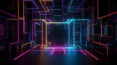 Neon Labyrinth: Dark Corridor of Electric Light - free cyberpunk wallpaper 5824×3264