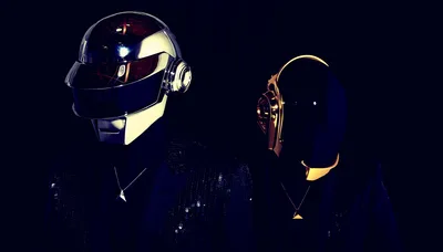 Daft Punk: Electronic Icons in Gold and Black - free dark wallpaper 5200×2958