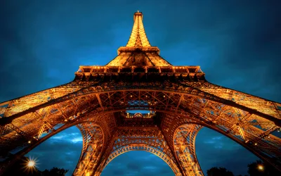 Golden Eiffel Tower Glowing at Twilight - free city & urban wallpaper 3840×2400