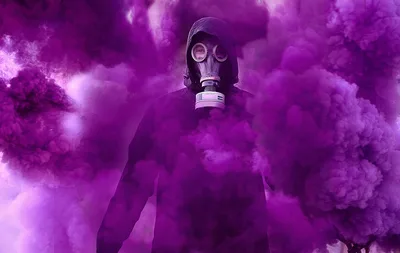 Purple Haze: Masked Figure In Protective Gear - free photography wallpaper 5200×3294