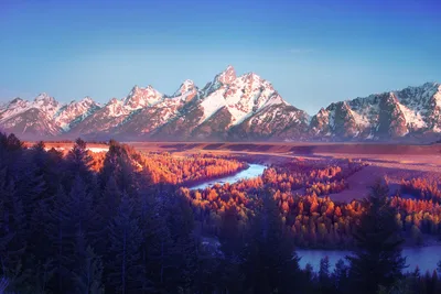Teton Sunrise Over Snake River Valley - free nature wallpaper 5126×3417