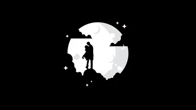 Moonlit Dreams: Silhouette of Two - free dark wallpaper 3840×2160