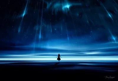 Solitary Dreams Beneath Falling Stars - free fantasy wallpaper 2500×1719