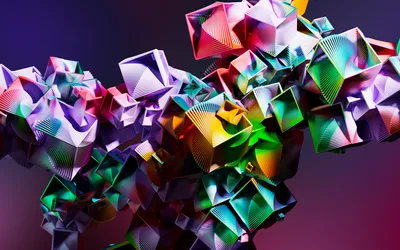 Neon Prism Cubes Abstract 5K Wallpaper - free abstract wallpaper 6016×3757