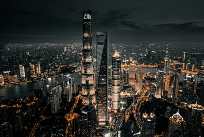 Shanghai Nights: Golden Lights Over the Metropolis - free city & urban wallpaper 5442×3640