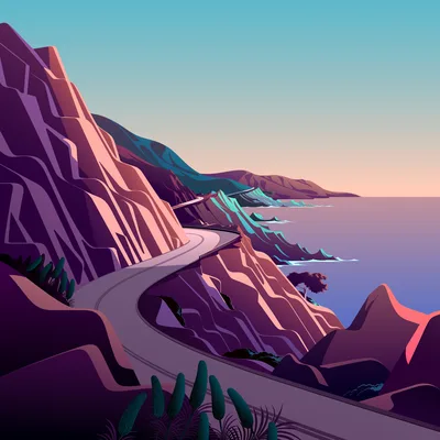 Coastal Mountain Pass at Dawn - free nature wallpaper 6016×6016