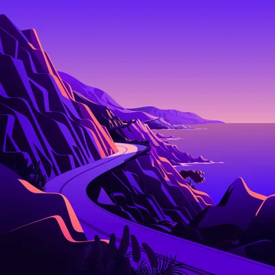 Twilight Mountain Pass Coastline - free nature wallpaper 6016×6016