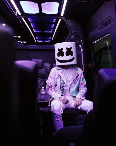 Marshmello's Purple Neon Dream - free music wallpaper 3840×4800