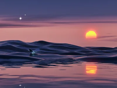 Surreal UFO Sunset Over Alien Waters - free nature wallpaper 4829×3622