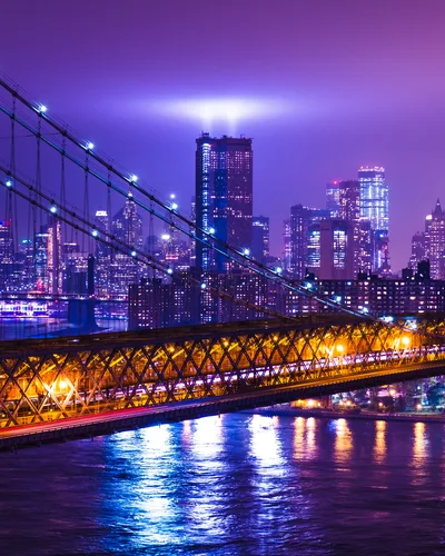 Purple Nights Over Manhattan Bridge - free city & urban wallpaper 3027×3784