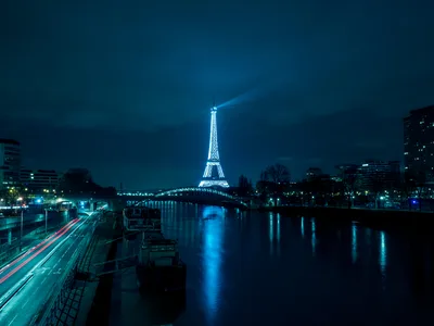 Eiffel Tower's Midnight Glow Over The Seine - free city & urban wallpaper 4481×3365