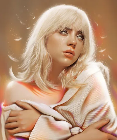 Platinum Dreams: Billie's Ethereal Portrait - free music wallpaper 3840×4608