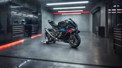 BMW S 1000 RR M Sport in Modern Garage - free cars & vehicles wallpaper 5120×2880