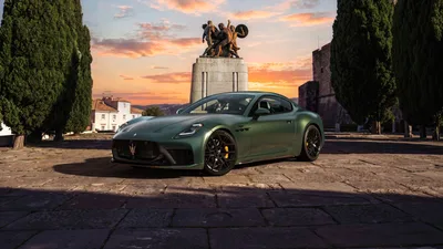 Maserati GranTurismo Trofeo Sunset Monument - free cars & vehicles wallpaper 7680×4320