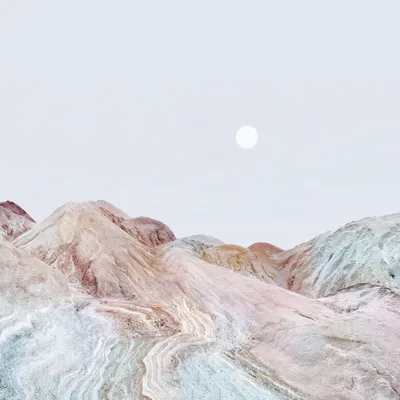 Pastel Desert Moon Rising Over Striped Mountains - free nature wallpaper 3840×3840