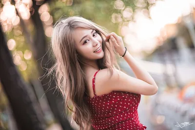 Young Woman in Red Dress Smiling Outdoors - free people & portraits wallpaper 5760×3840
