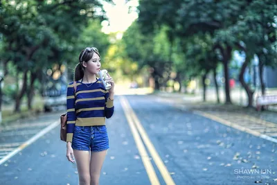 Young Woman Walking on Tree-Lined Street - free people & portraits wallpaper 5760×3840