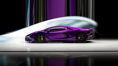 Purple Lamborghini Revuelto in Neon Light - free cars & vehicles wallpaper 5837×3284