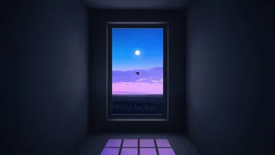 Moonlit Solitude: A Dreamlike Window to Purple Nights - free photography wallpaper 5120×2880