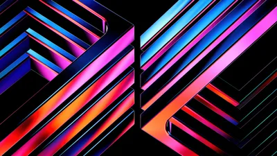 Neon Geometry: Vibrant 3D Gradient Lines - free abstract wallpaper 5120×2880